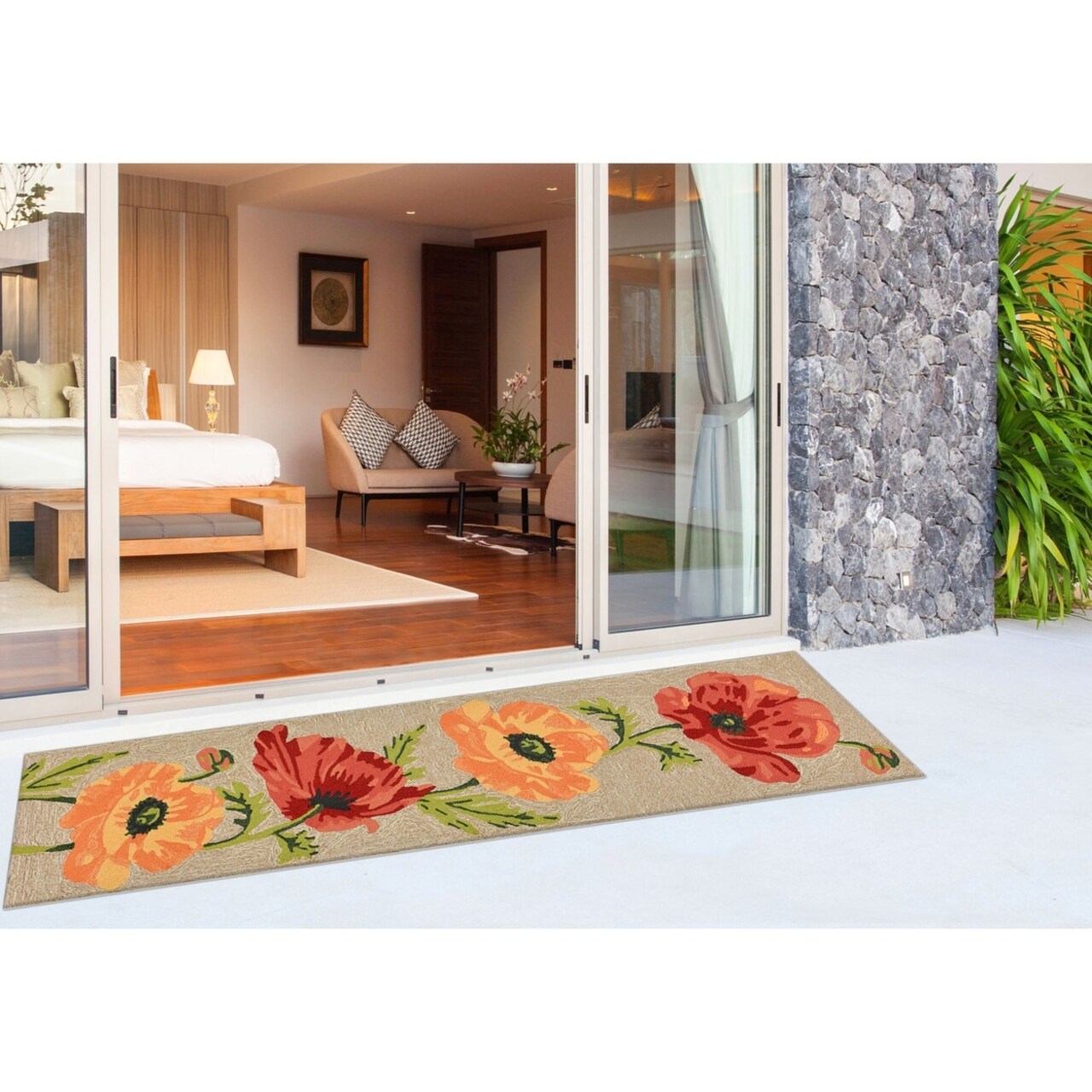 The Rug Department Liora Manne Ravella Icelandic Poppies Indoor Outdoor Area Rug Neutral
